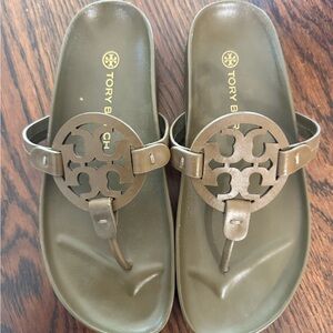 Tory Burch olive Miller Cloud sandals. Wonderful condition.